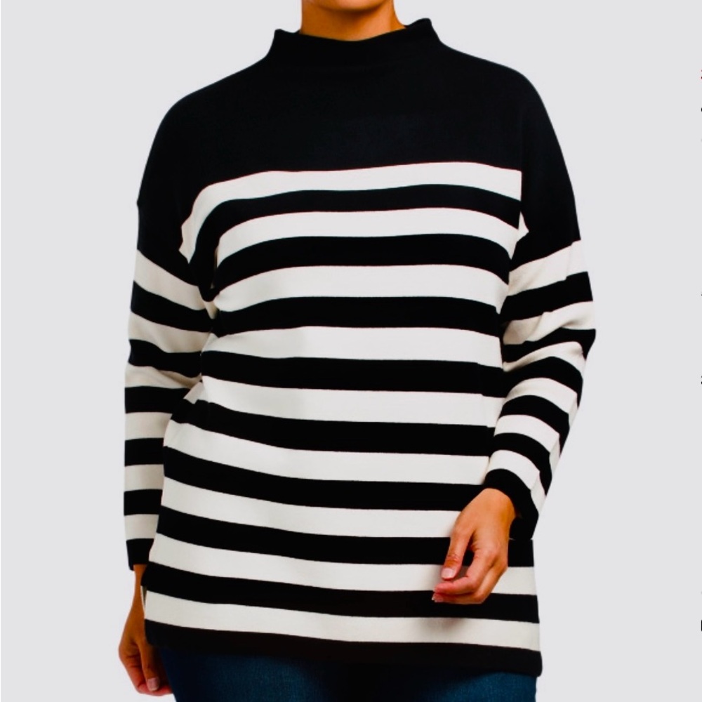 Max Studio Monochrome Striped Turtleneck Sweater